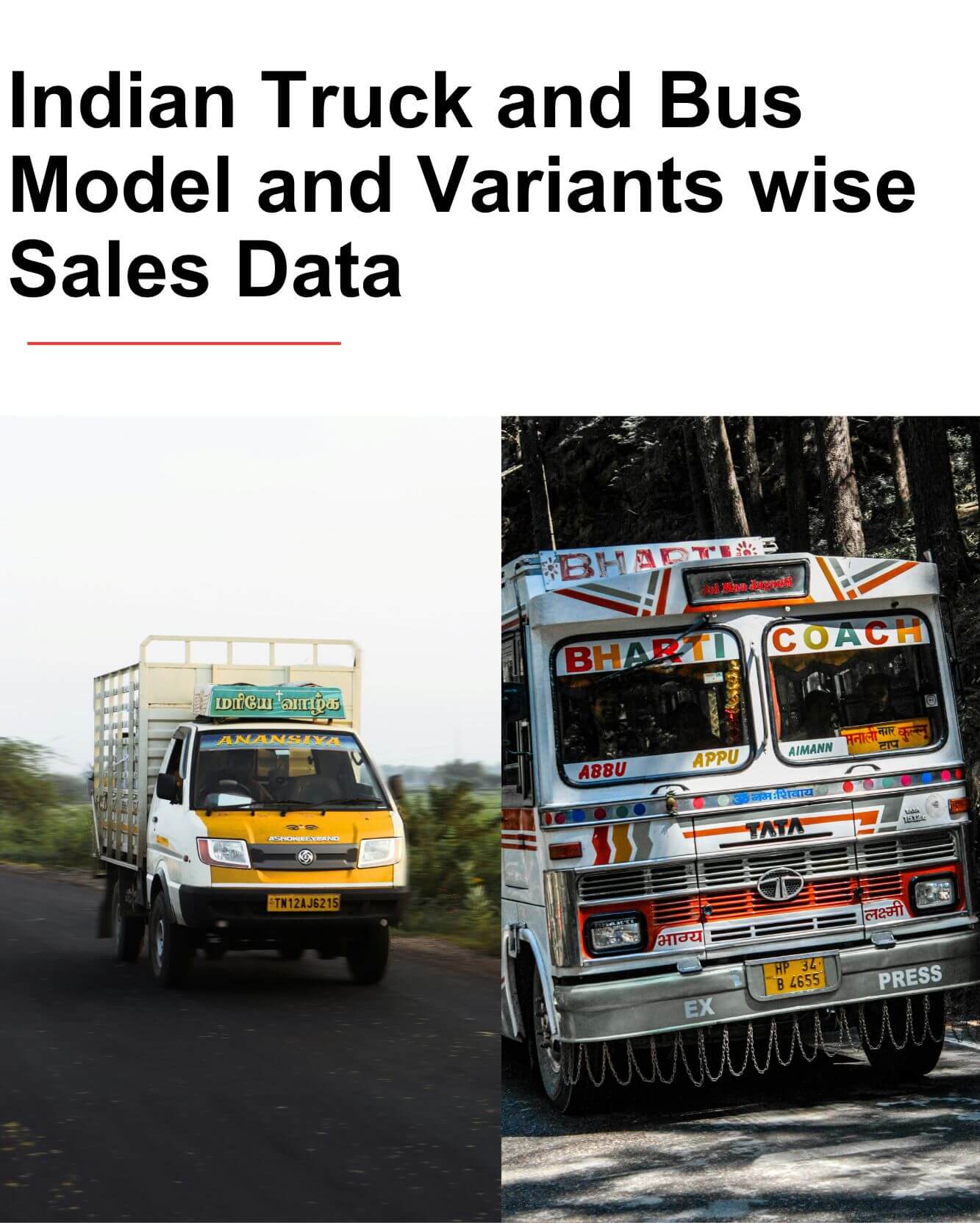 Indian Truck and Bus Model and Variants wise Sales Data